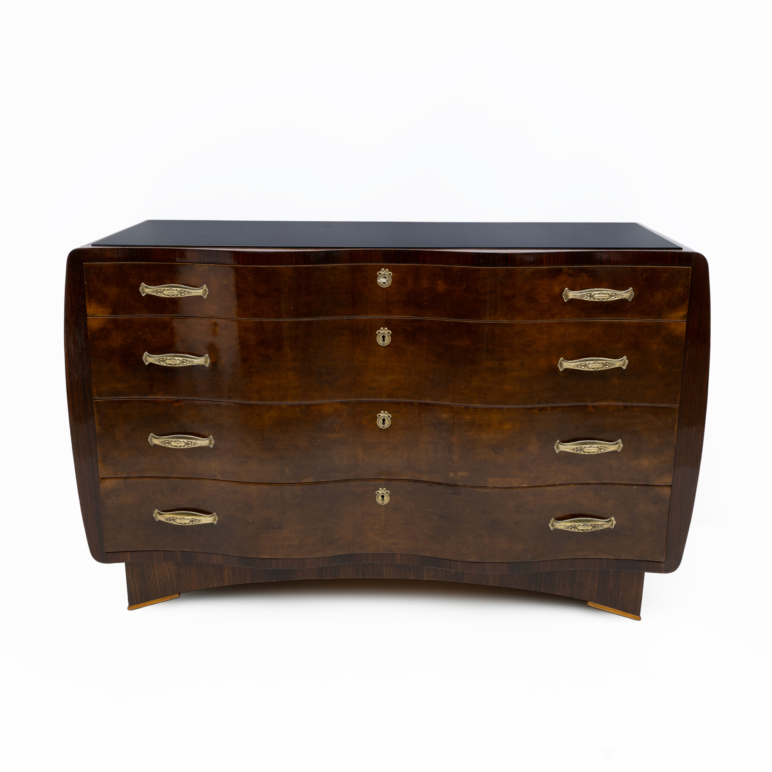 Art Deco Italian Thuja Root Curved Chest of Drawers, 1930s
