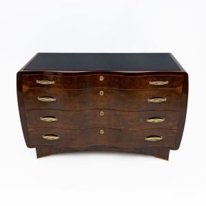Art Deco Italian Thuja Root Curved Chest of Drawers, 1930s