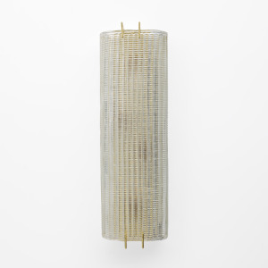 Pair of Modern Italian Brass and Murano Glass Textured Wall Sconces