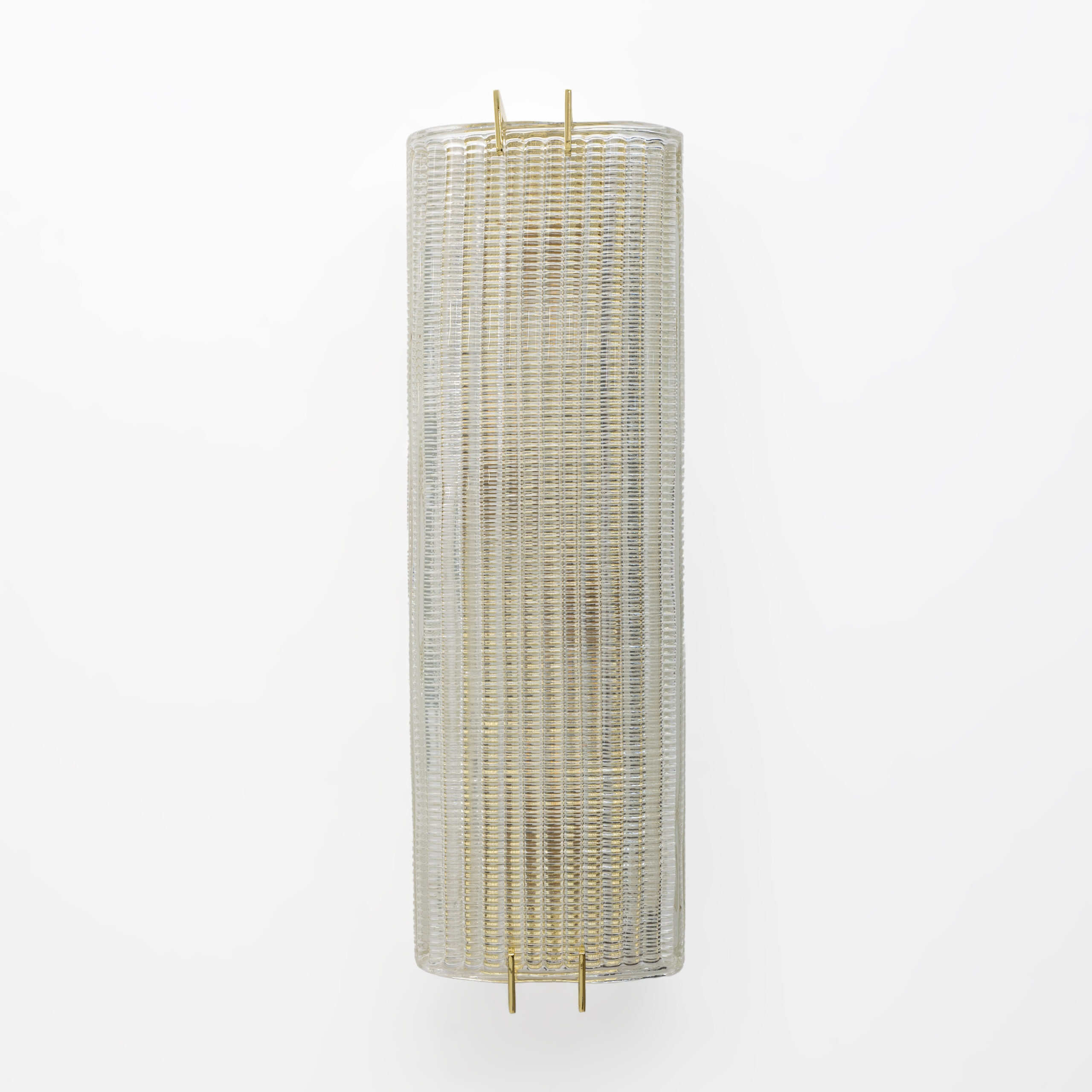 Pair of Modern Italian Brass and Murano Glass Textured Wall Sconces