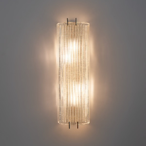 Pair of Modern Italian Brass and Murano Glass Textured Wall Sconces