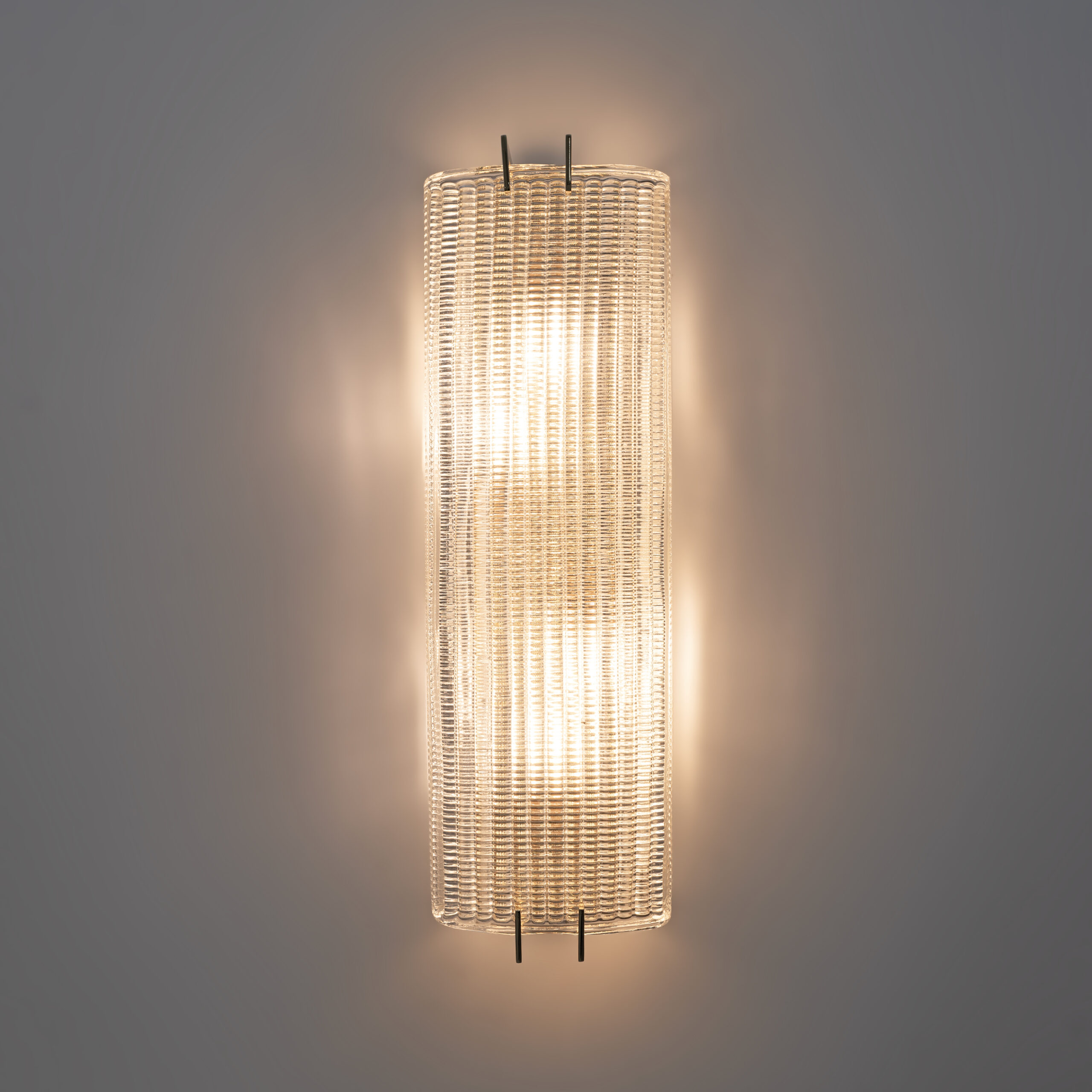 Pair of Modern Italian Brass and Murano Glass Textured Wall Sconces