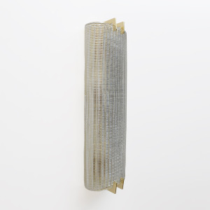 Pair of Modern Italian Brass and Murano Glass Textured Wall Sconces