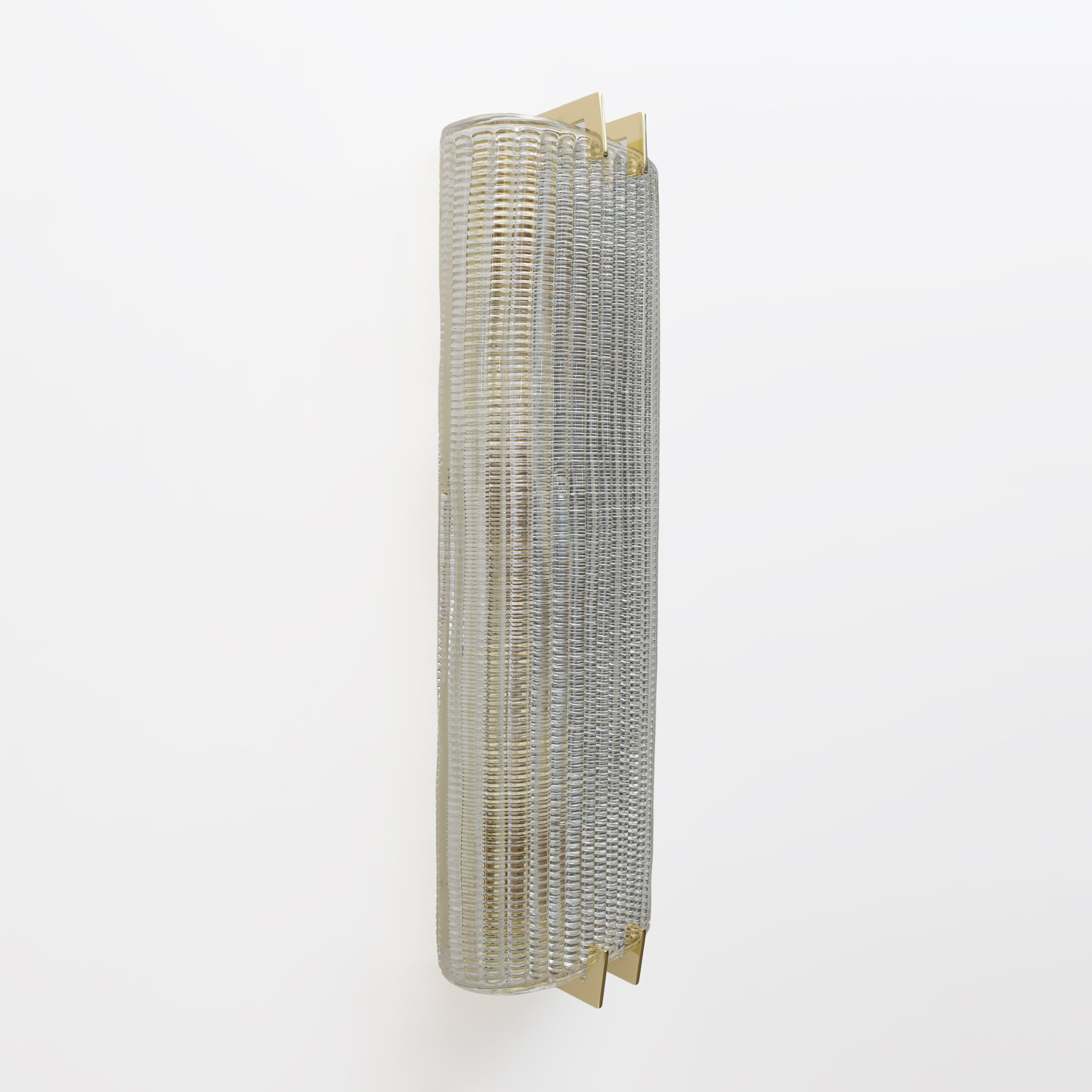 Pair of Modern Italian Brass and Murano Glass Textured Wall Sconces