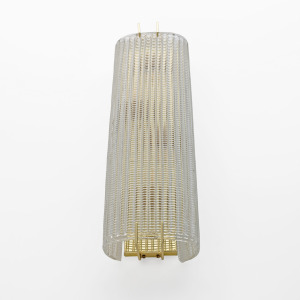 Pair of Modern Italian Brass and Murano Glass Textured Wall Sconces