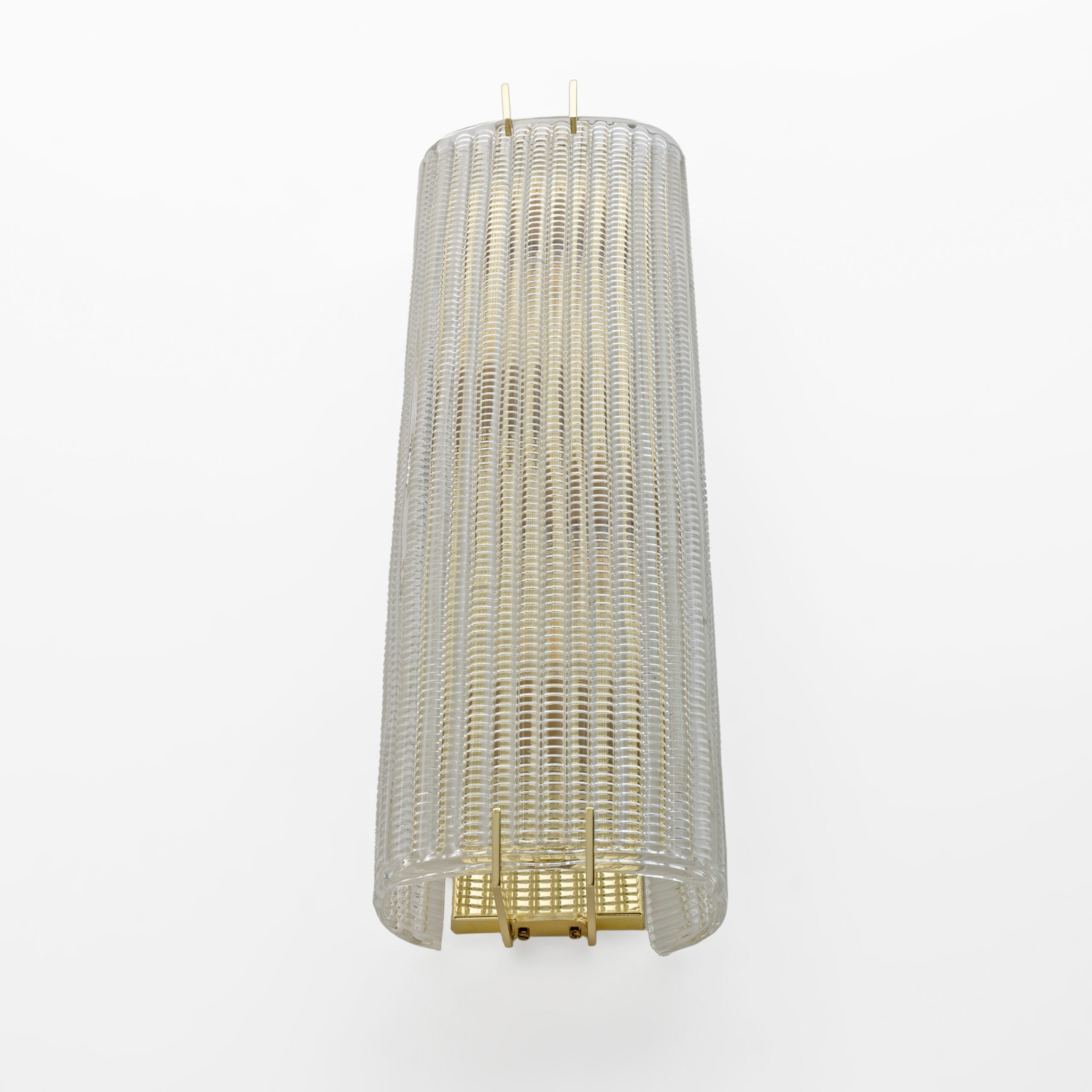 Pair of Modern Italian Brass and Murano Glass Textured Wall Sconces