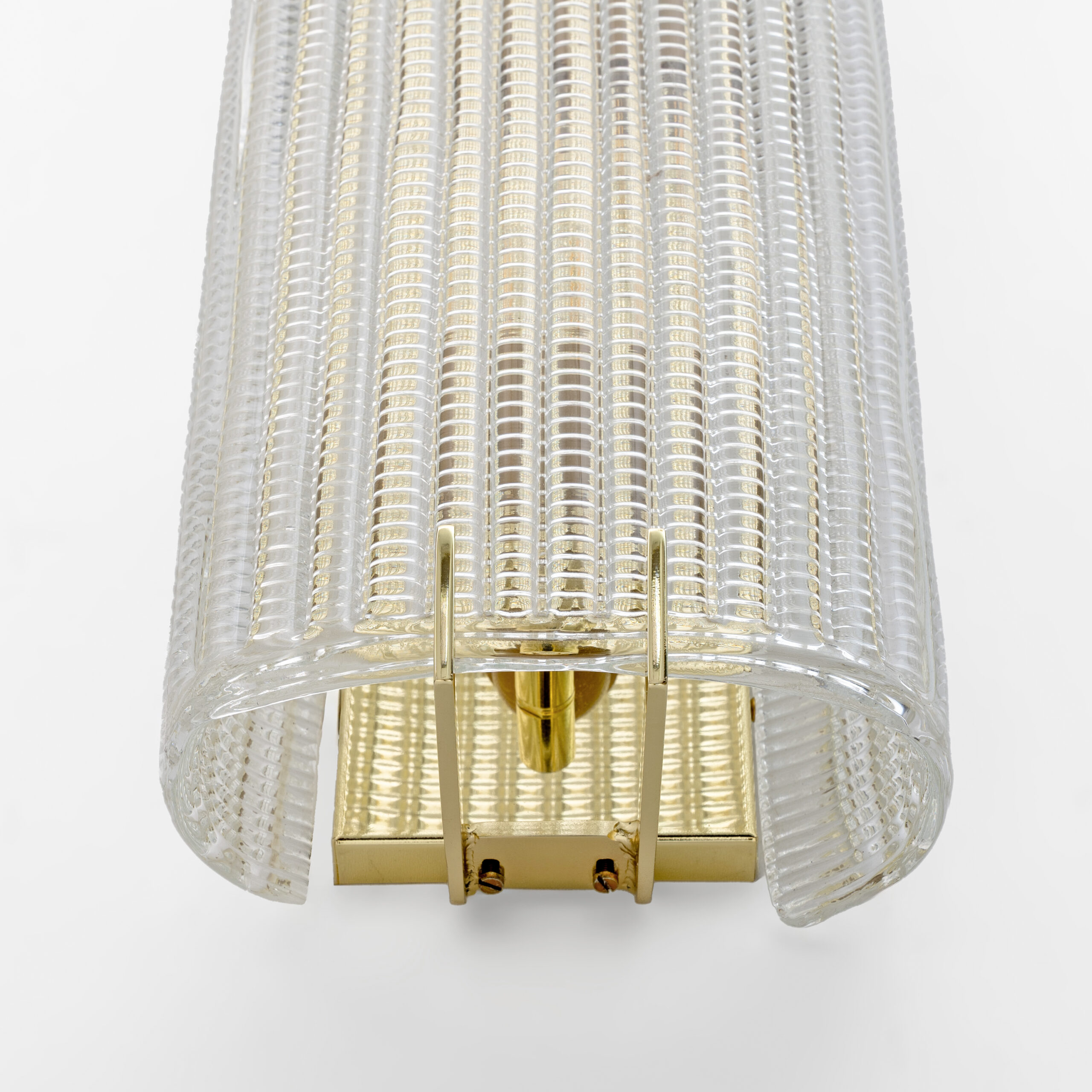 Pair of Modern Italian Brass and Murano Glass Textured Wall Sconces