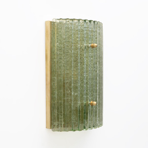 Pair of Modern Brass and Murano Glass Grit Sconces
