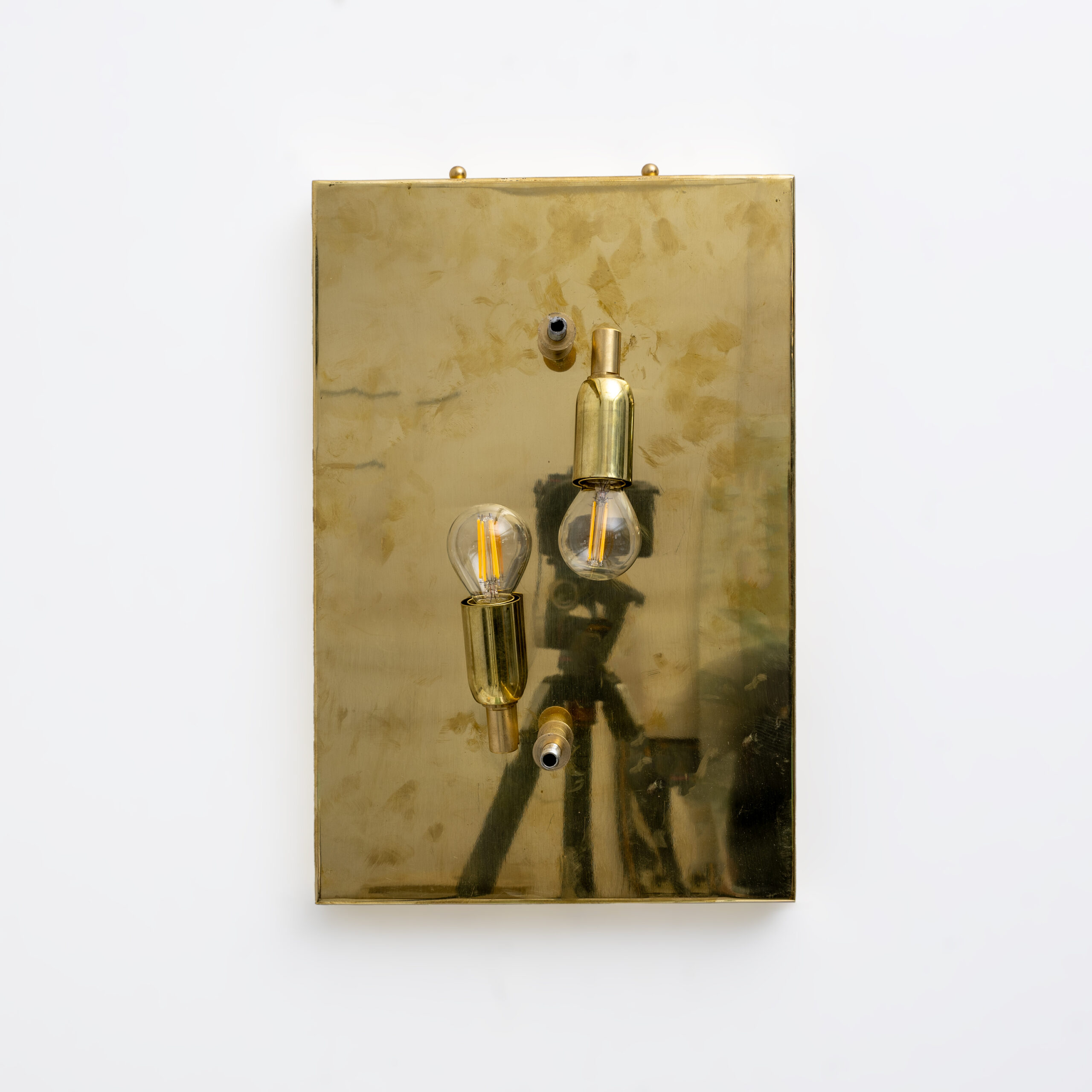 Pair of Modern Brass and Murano Glass Grit Sconces