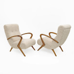 Attributed to Paolo Buffa Mid-century Modern Italian Bouclè Armchairs, Pair