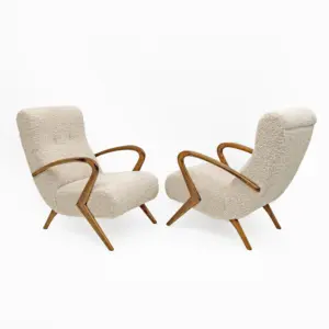 Attributed to Paolo Buffa Mid-century Modern Italian Bouclè Armchairs, Pair
