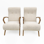 Attributed to Paolo Buffa Mid-century Modern Italian Bouclè Armchairs, Pair