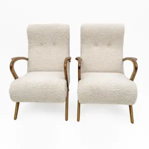 Attributed to Paolo Buffa Mid-century Modern Italian Bouclè Armchairs, Pair