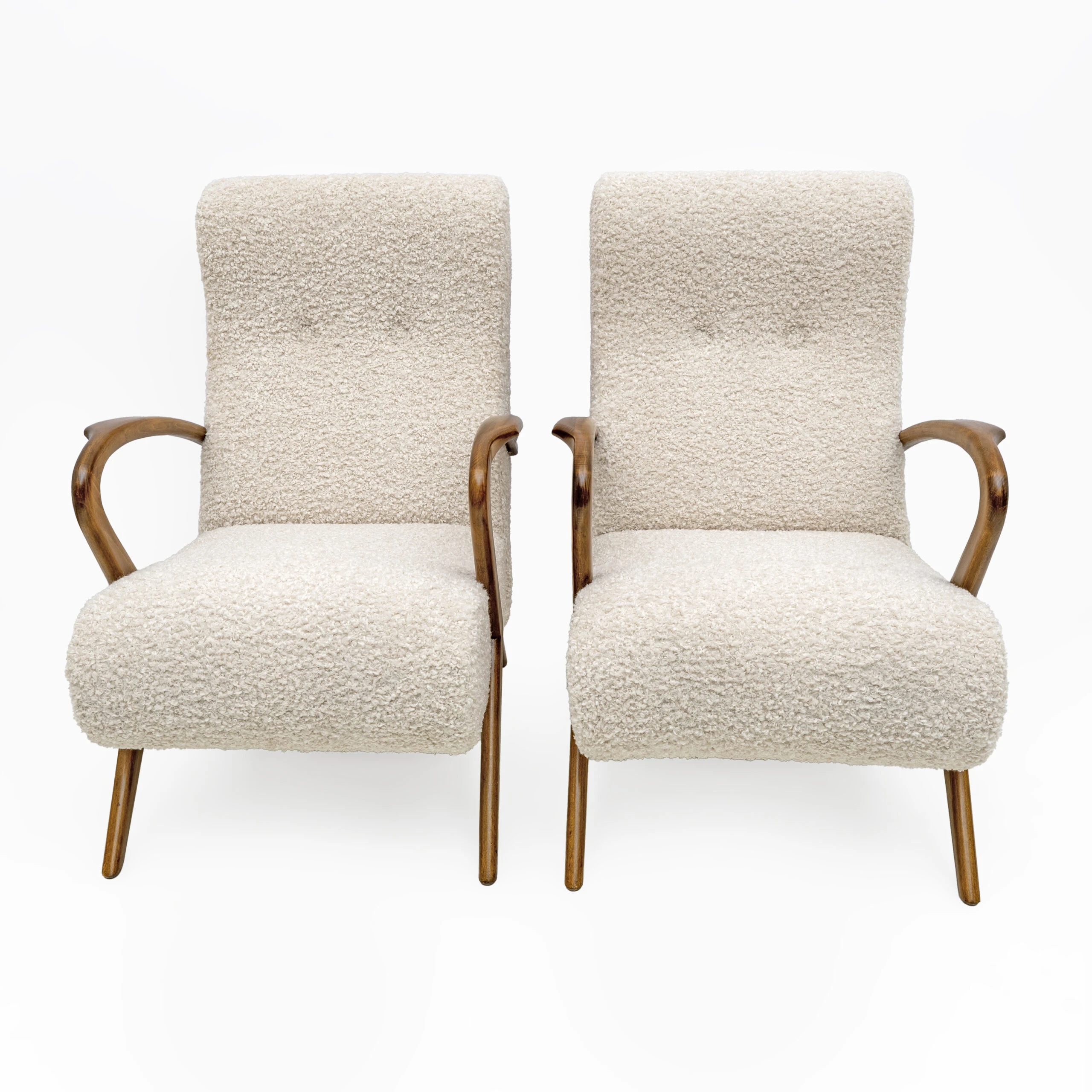 Attributed to Paolo Buffa Mid-century Modern Italian Bouclè Armchairs, Pair