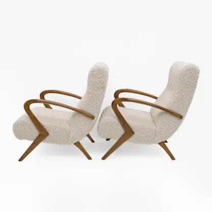 Attributed to Paolo Buffa Mid-century Modern Italian Bouclè Armchairs, Pair - Image 8