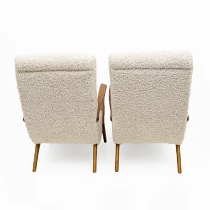Attributed to Paolo Buffa Mid-century Modern Italian Bouclè Armchairs, Pair - Image 9