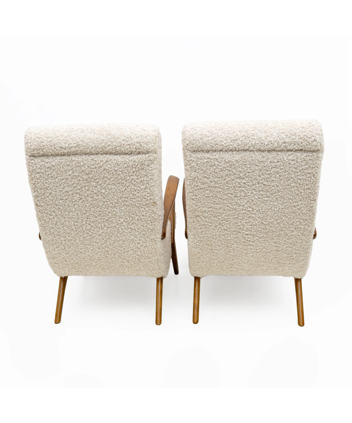 Attributed to Paolo Buffa Mid-century Modern Italian Bouclè Armchairs, Pair