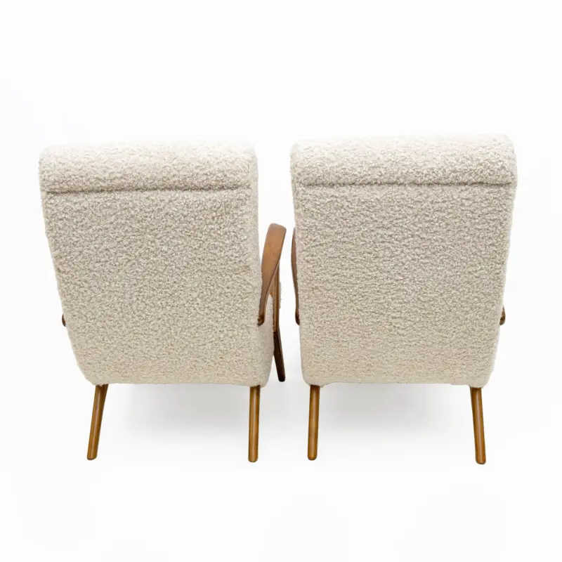 Attributed to Paolo Buffa Mid-century Modern Italian Bouclè Armchairs, Pair