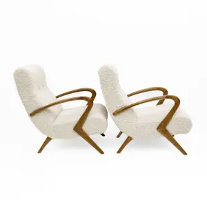Attributed to Paolo Buffa Mid-century Modern Italian Bouclè Armchairs, Pair