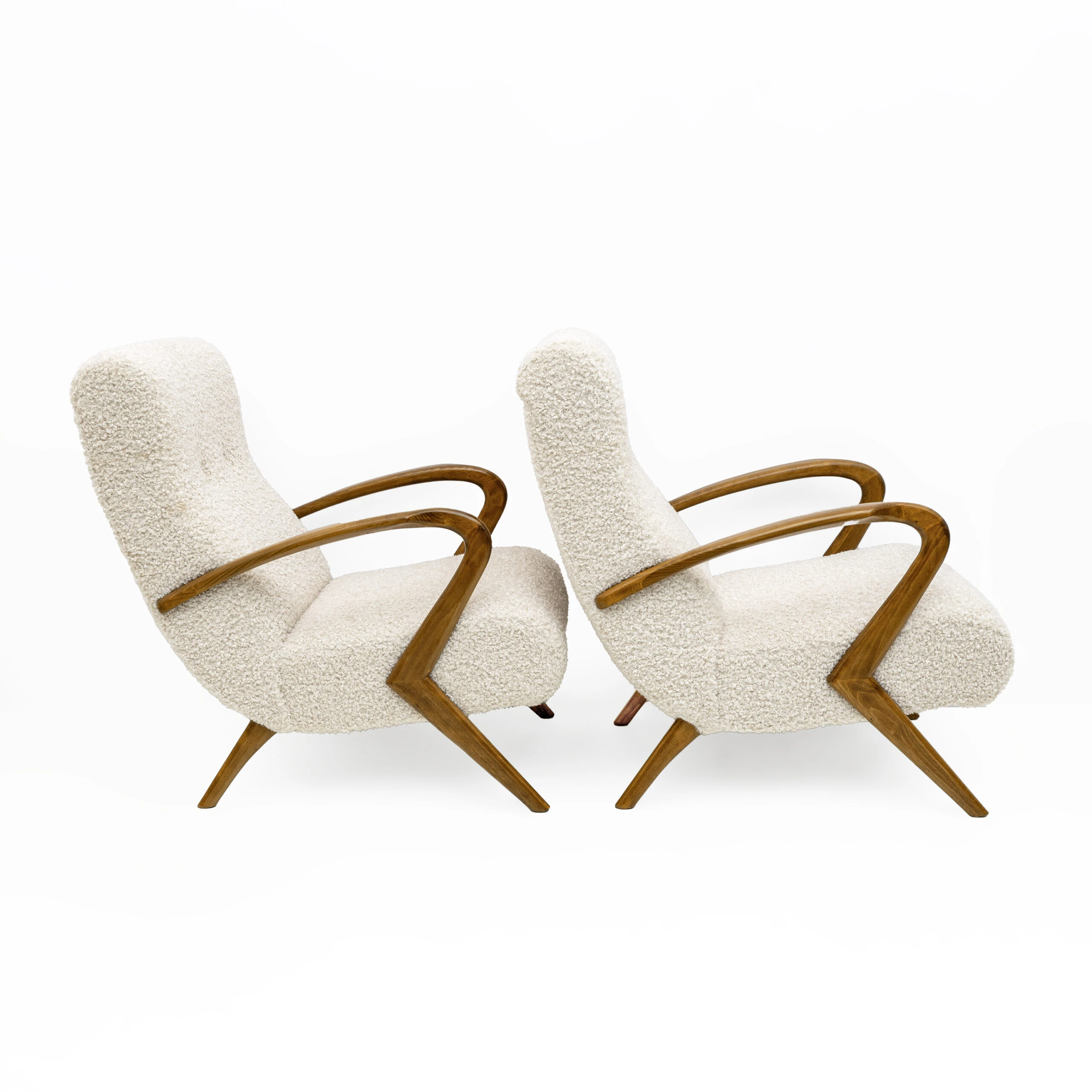 Attributed to Paolo Buffa Mid-century Modern Italian Bouclè Armchairs, Pair