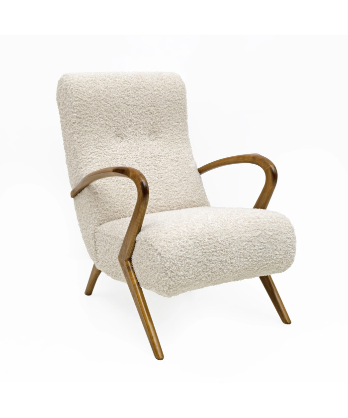 Attributed to Paolo Buffa Mid-century Modern Italian Bouclè Armchairs, Pair