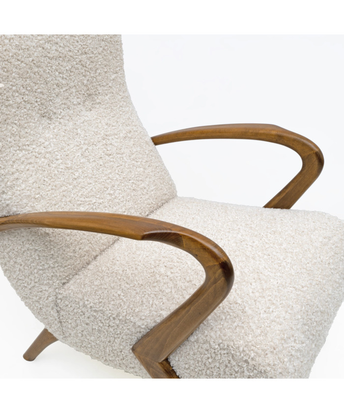 Attributed to Paolo Buffa Mid-century Modern Italian Bouclè Armchairs, Pair