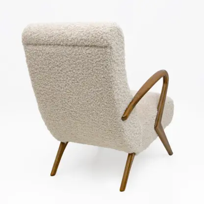 Attributed to Paolo Buffa Mid-century Modern Italian Bouclè Armchairs, Pair - Image 7