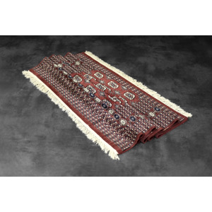 Vintage Red Hand-Woven Oriental Bokhara Rug, 1960s