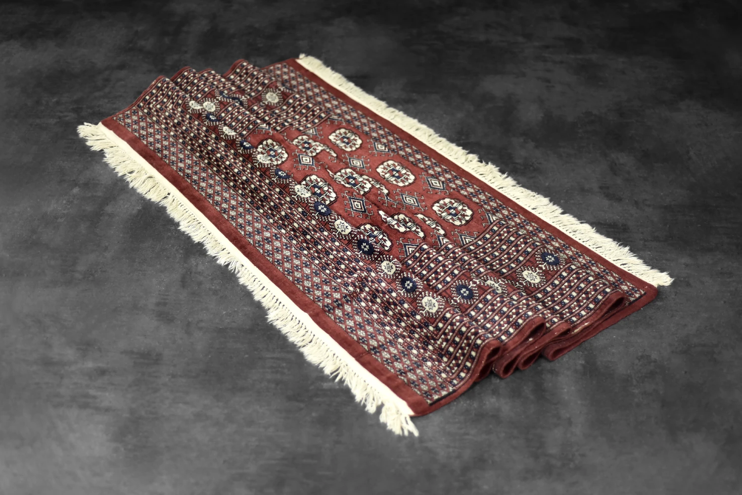 Vintage Red Hand-Woven Oriental Bokhara Rug, 1960s