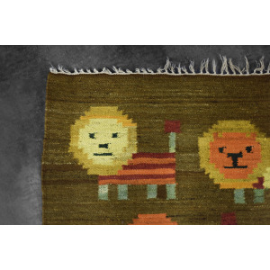 Vintage Polish Woven Tapestry Lions by Maria Janowska for Wielkopolskiej Spółdzielni Pracy Przemysłu Artystycznego, 1970s