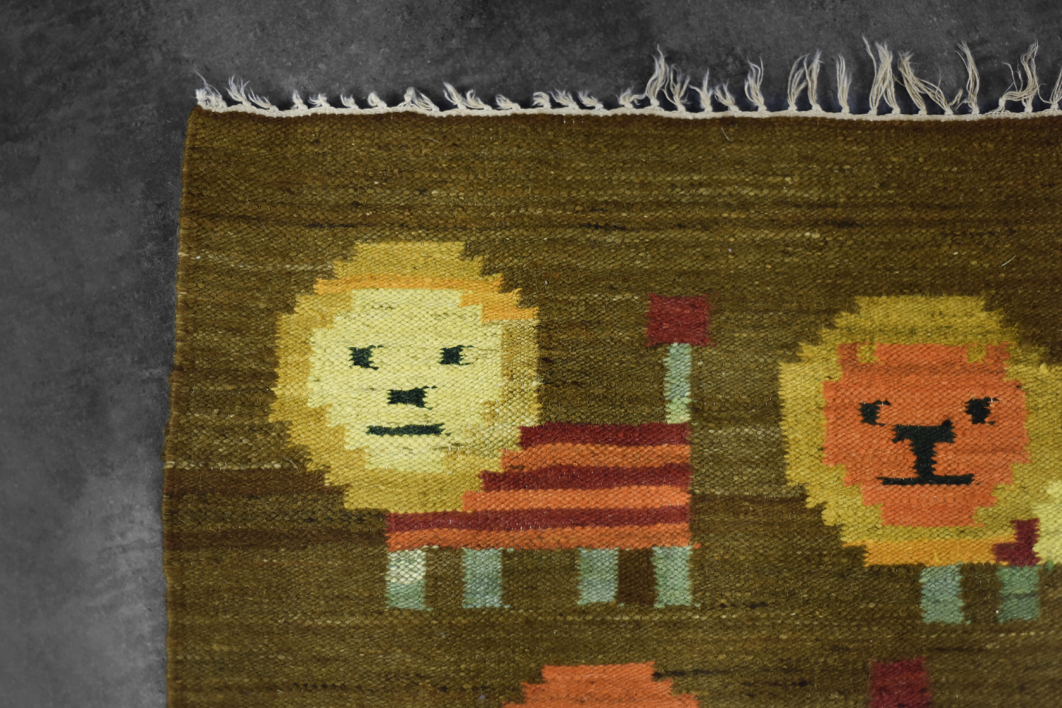Vintage Polish Woven Tapestry Lions by Maria Janowska for Wielkopolskiej Spółdzielni Pracy Przemysłu Artystycznego, 1970s