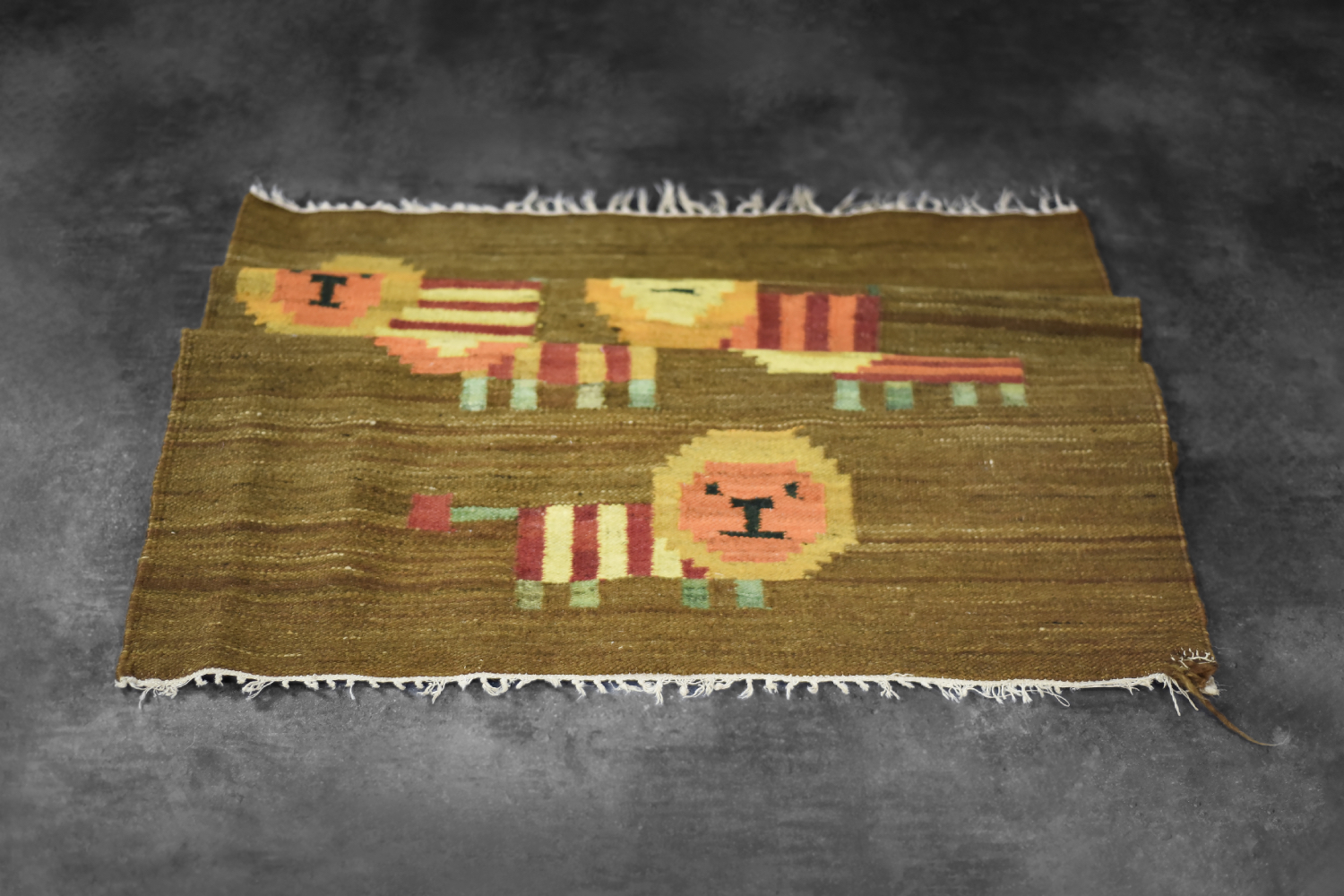 Vintage Polish Woven Tapestry Lions by Maria Janowska for Wielkopolskiej Spółdzielni Pracy Przemysłu Artystycznego, 1970s