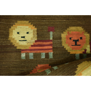Vintage Polish Woven Tapestry Lions by Maria Janowska for Wielkopolskiej Spółdzielni Pracy Przemysłu Artystycznego, 1970s