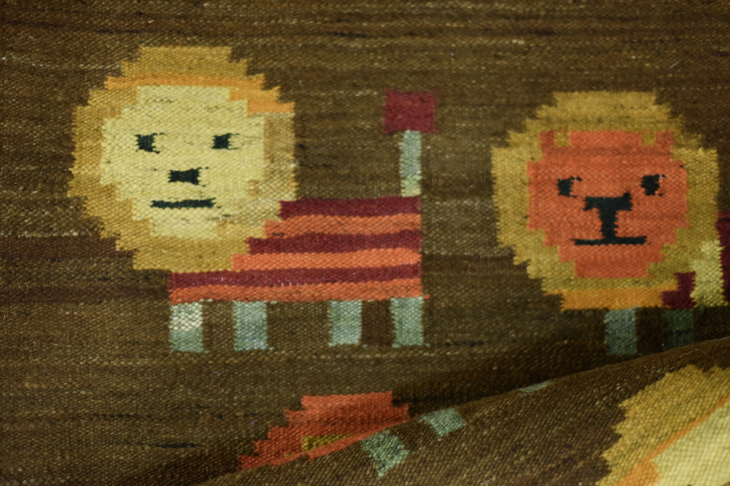 Vintage Polish Woven Tapestry Lions by Maria Janowska for Wielkopolskiej Spółdzielni Pracy Przemysłu Artystycznego, 1970s