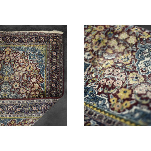 Vintage Hand-Woven Middle Eastern Oriental Isfahan Rug, 1940s