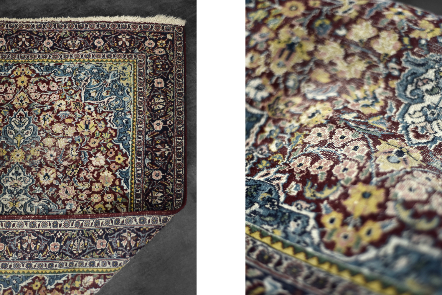 Vintage Hand-Woven Middle Eastern Oriental Isfahan Rug, 1940s