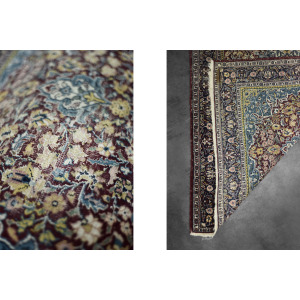 Vintage Hand-Woven Middle Eastern Oriental Isfahan Rug, 1940s