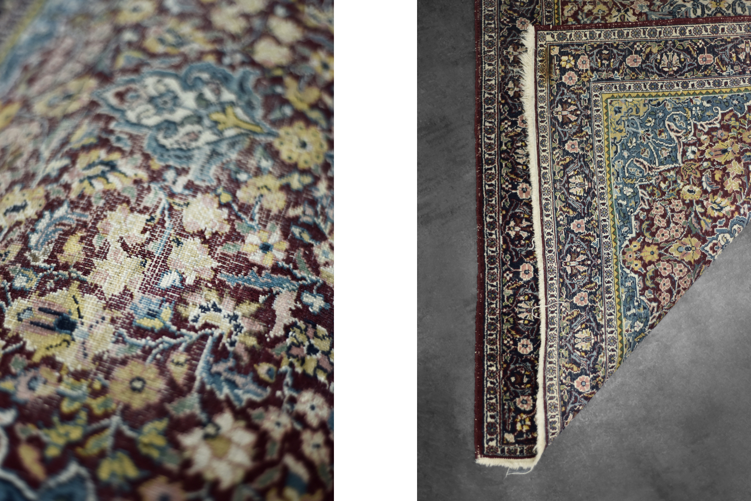 Vintage Hand-Woven Middle Eastern Oriental Isfahan Rug, 1940s