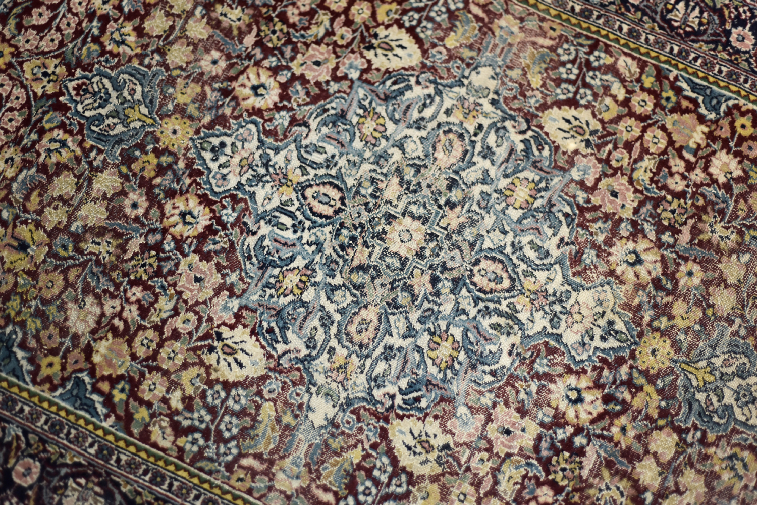 Vintage Hand-Woven Middle Eastern Oriental Isfahan Rug, 1940s
