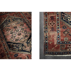 Vintage Hand-Woven Middle Eastern Oriental Hamadan Kamse Rug, 1960s