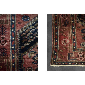 Vintage Hand-Woven Middle Eastern Oriental Hamadan Kamse Rug, 1960s