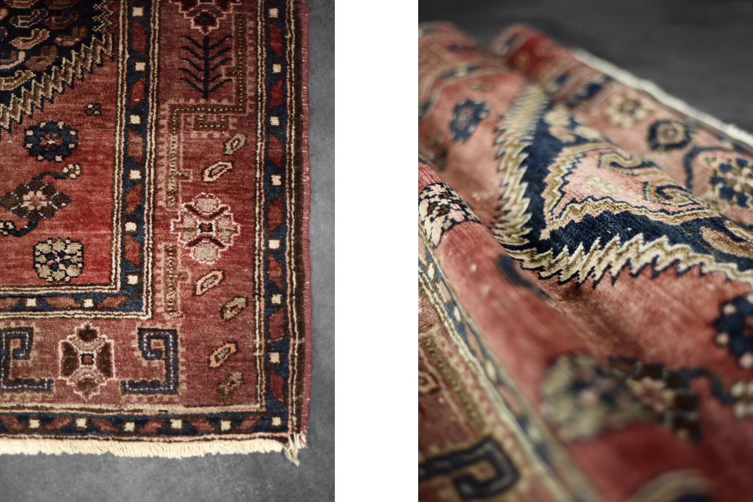 Vintage Hand-Woven Middle Eastern Oriental Hamadan Kamse Rug, 1960s
