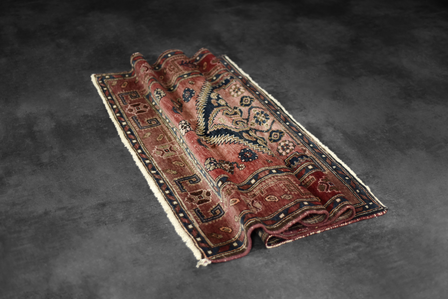 Vintage Hand-Woven Middle Eastern Oriental Hamadan Kamse Rug, 1960s