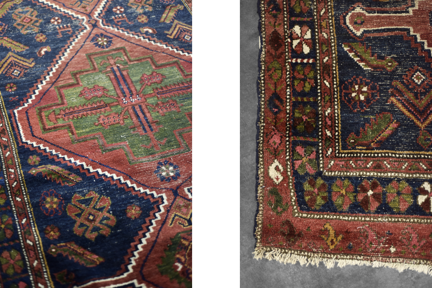 Vintage Hand-Woven Oriental Nomadic Tribal Shiraz Qashqai Rug, 1940s