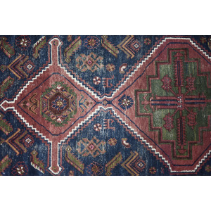 Vintage Hand-Woven Oriental Nomadic Tribal Shiraz Qashqai Rug, 1940s
