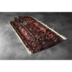 Vintage Hand-Woven Middle Eastern Oriental Hamadan Rug, 1960s