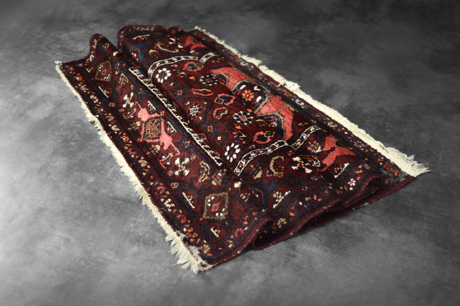Vintage Hand-Woven Middle Eastern Oriental Hamadan Rug, 1960s