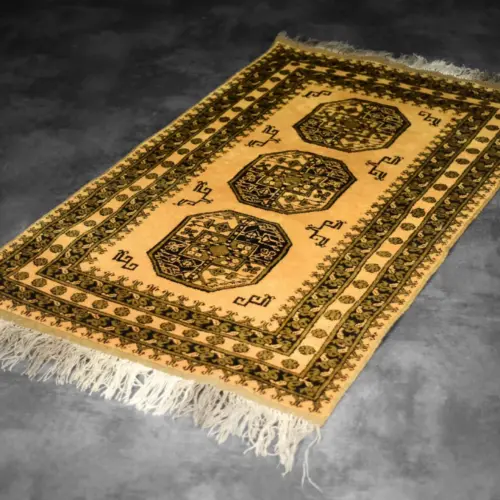 Vintage Hand-Woven Oriental Afghan Gold Ersari Rug, 1930s
