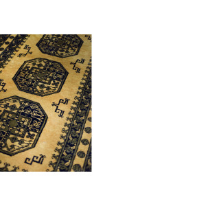 Vintage Hand-Woven Oriental Afghan Gold Ersari Rug, 1930s