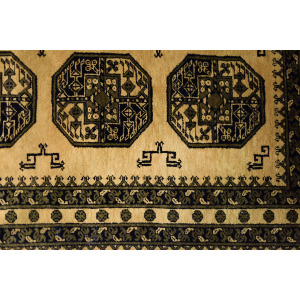 Vintage Hand-Woven Oriental Afghan Gold Ersari Rug, 1930s